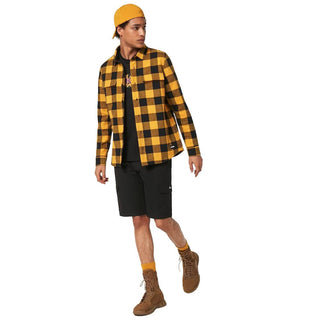 Oakley Bear Cozy Flannel Shirt In Amber Yellow/Black Check