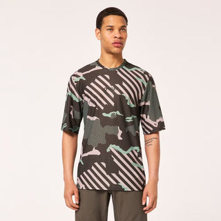 Oakley Ride Free Short Sleeve Jersey In Green Stripe/Grip Camo