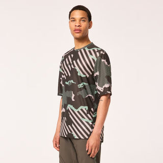 Oakley Ride Free Short Sleeve Jersey In Green Stripe/Grip Camo