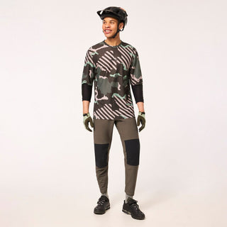 Oakley Ride Free Short Sleeve Jersey In Green Stripe/Grip Camo