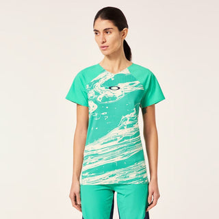 Oakley W Seeker Airline Short Sleeve Jersey In Duality Swirl White/Mint